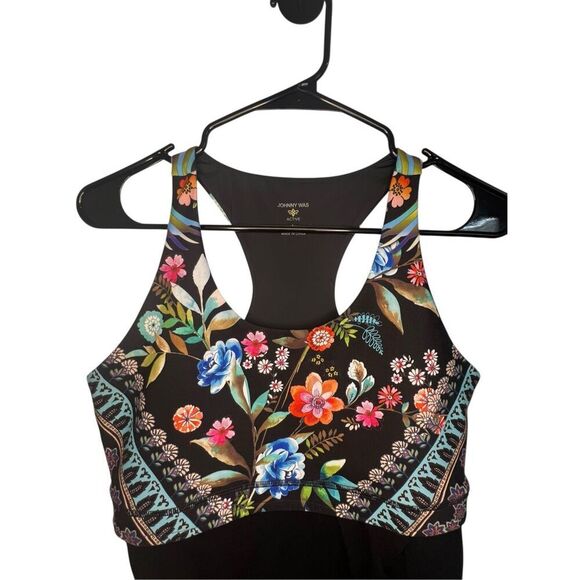 Johnny Was Bee Active Floral Pattern Cross Back Sports Bra/Tank - Picture 2 of 5